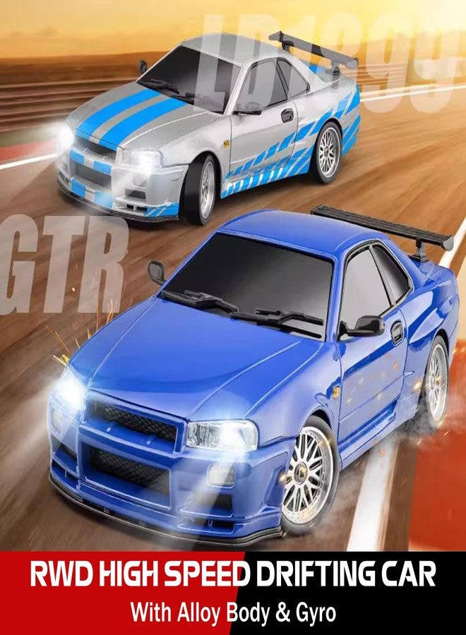 أريس سيارة سباق ARRIS LD1899 1/18 RC Drift Car GTR R34 2.4GHz RWD مع جيروسكوب، هيكل من سبيكة معدنية، لون أزرق - Image 2
